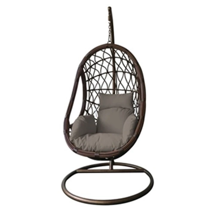 Hanging PE Rattan Egg Chair (Ice) with Base & Metal Stand, Anthracite - Velco - SKU 184-6164