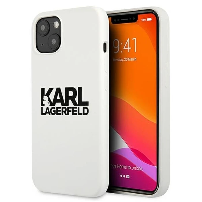 Karl Lagerfeld KLHCP13SSLKLWH Apple iPhone 13 mini Silicone Stack Logo white