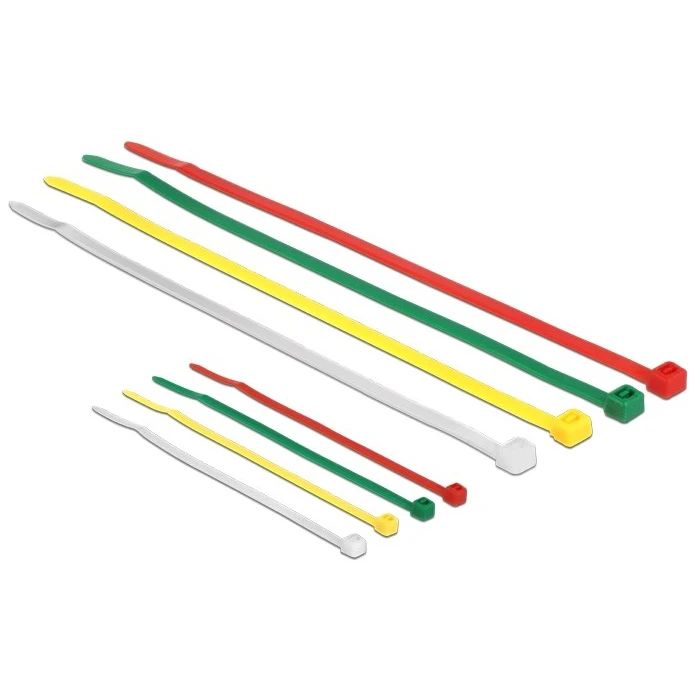 Δεματικά Καλωδίων Delock, 100x2.5mm - 200x3.6mm, χρωματιστά, 200τμχ