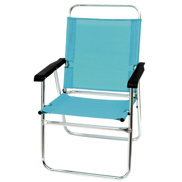 Aluminum Garden/Patio Folding Chair Blue with Textilene Armrests (SKU 151-8963-5) - Velco