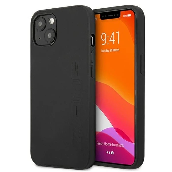 Mercedes AMG AMHCP13MDOLBK Apple iPhone 13 black hardcase Leather Hot Stamped