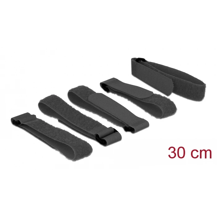 Δεματικά Καλωδίων Delock ιμάντες Velcro 18704, 30 x 2cm, μαύρος, 5τμχ