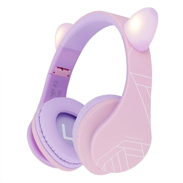 PowerLocus P2 Wireless / Wired Over-Ear Headphones with Radio, 20 Hours Playtime — White/Purple
