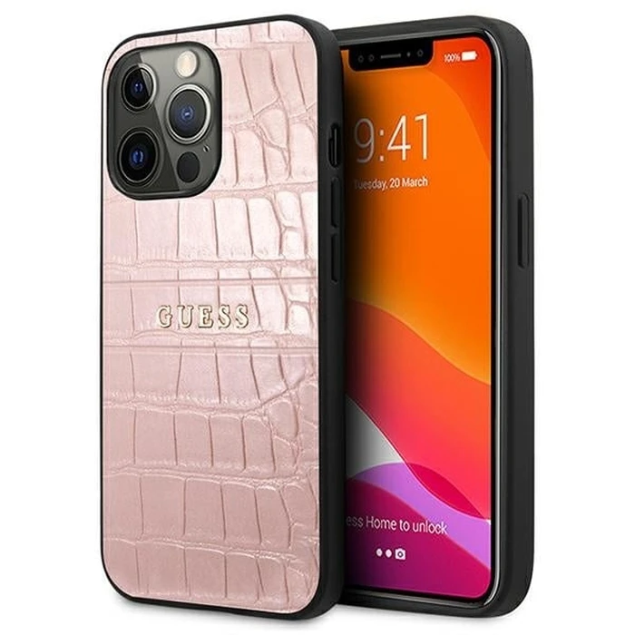 Guess GUHCP13LPCRBPI Apple iPhone 13 Pro pink Croco Strap Collection