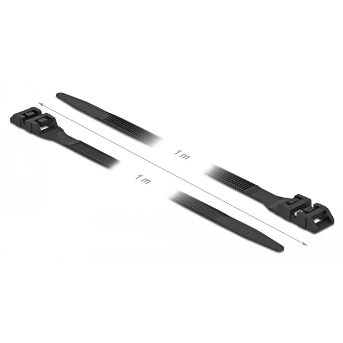 Δεματικά Καλωδίων Delock 18891 με διπλό κούμπωμα, 1000x9mm, μαύρο, 10τμχ