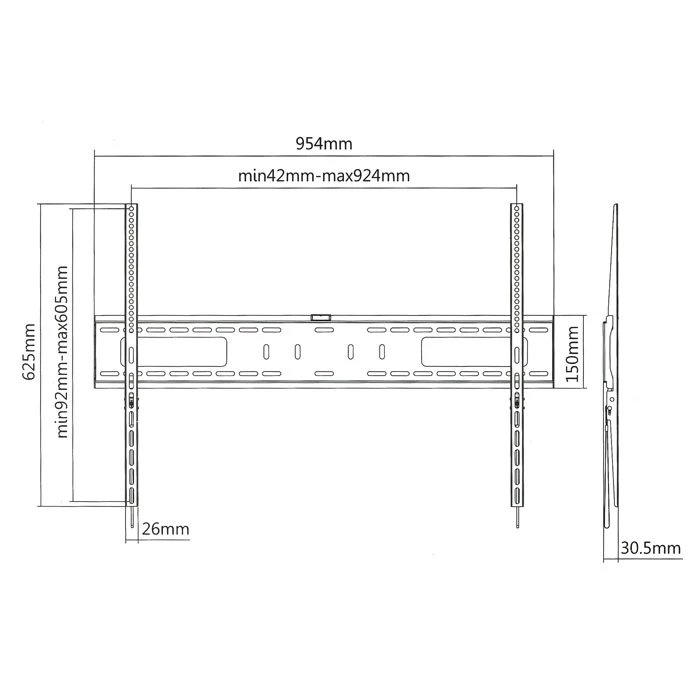 Βάση Τηλεόρασης Τοίχου Superior 60-100 FIXED EXTRA SLIM