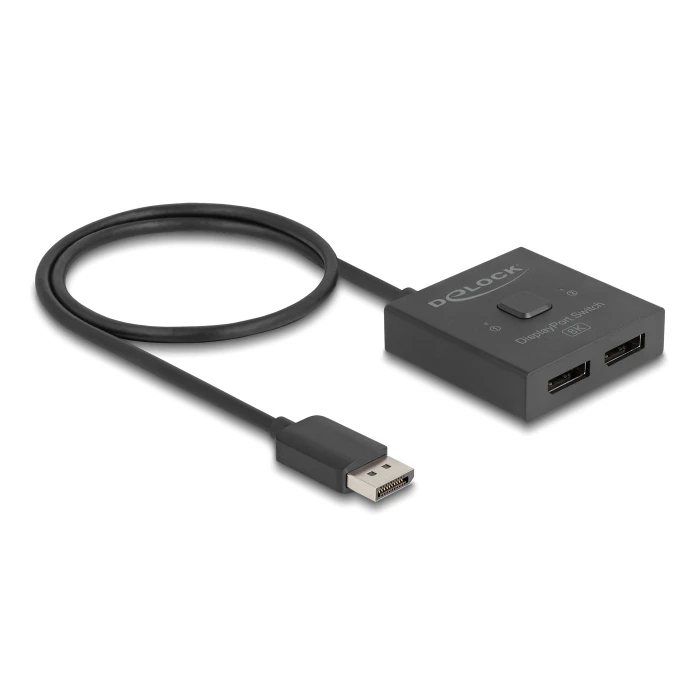 KVM Switch Delock Displayport 18906, 2 Σε 1, Bidirectional, 8k/30hz, Μαύρο