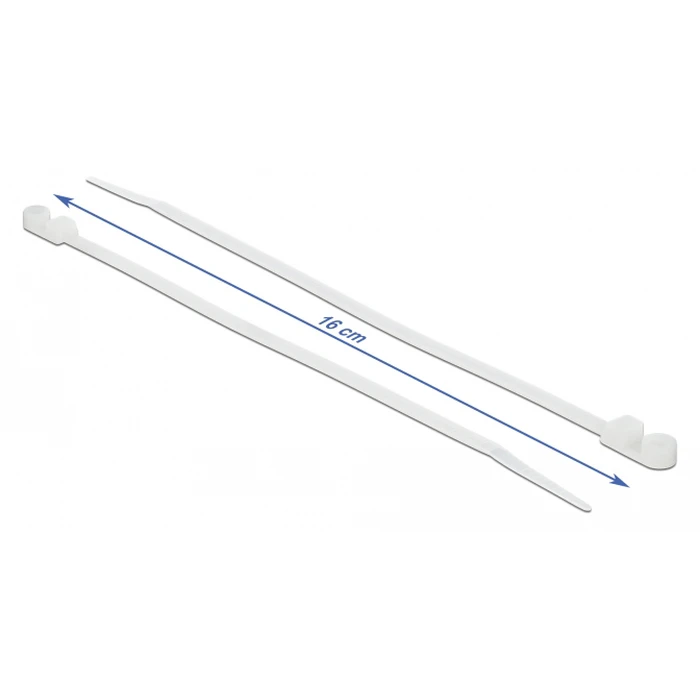 Δεματικά Καλωδίων Delock 18944 με οπή στερέωσης, 160x4.8mm, λευκά, 10τμχ