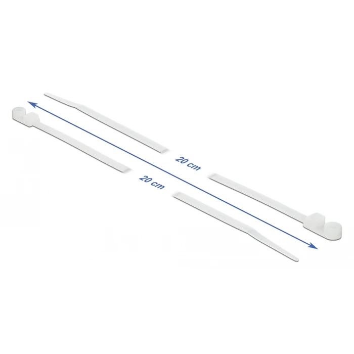 Δεματικά Καλωδίων Delock 18945 με οπή στερέωσης, 200x4.8mm, λευκά, 10τμχ