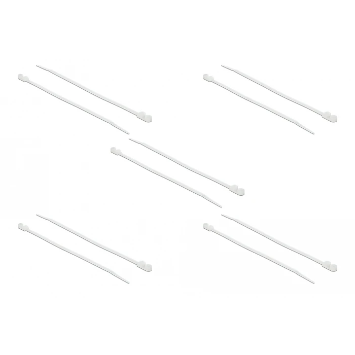 Δεματικά Καλωδίων Delock 18945 με οπή στερέωσης, 200x4.8mm, λευκά, 10τμχ