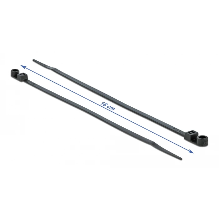 Δεματικά Καλωδίων Delock 18949 με οπή στερέωσης, 160x4.8mm, μαύρα, 10τμχ