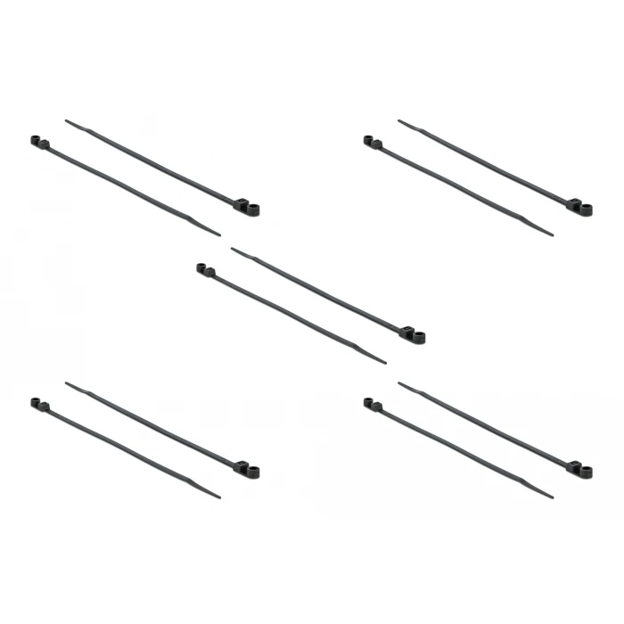 Δεματικά Καλωδίων Delock 18950 με οπή στερέωσης, 200x4.8mm, μαύρα, 10τμχ