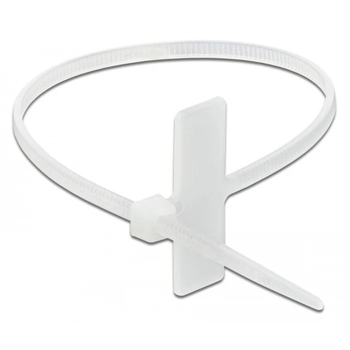 Δεματικά Καλωδίων Delock 18956 με ετικέτα, 190x4.8mm, λευκά, 10τμχ