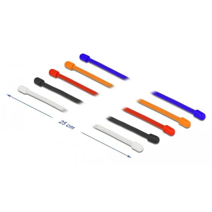 Δεματικά Καλωδίων Delock 18972, εύκαμπτα, 250x4mm, χρωματιστά, 10τμχ