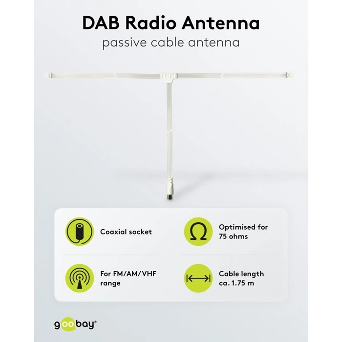 Goobay Radio Antenna DAB/FM/AM 1.75 m White