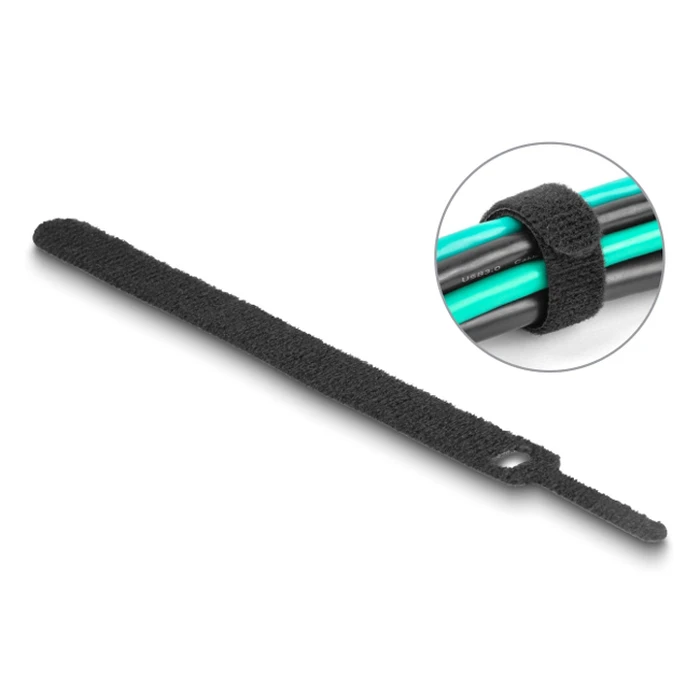 Δεματικά Καλωδίων Delock 19010, velcro, 12x150mm, μαύρα, 10τμχ