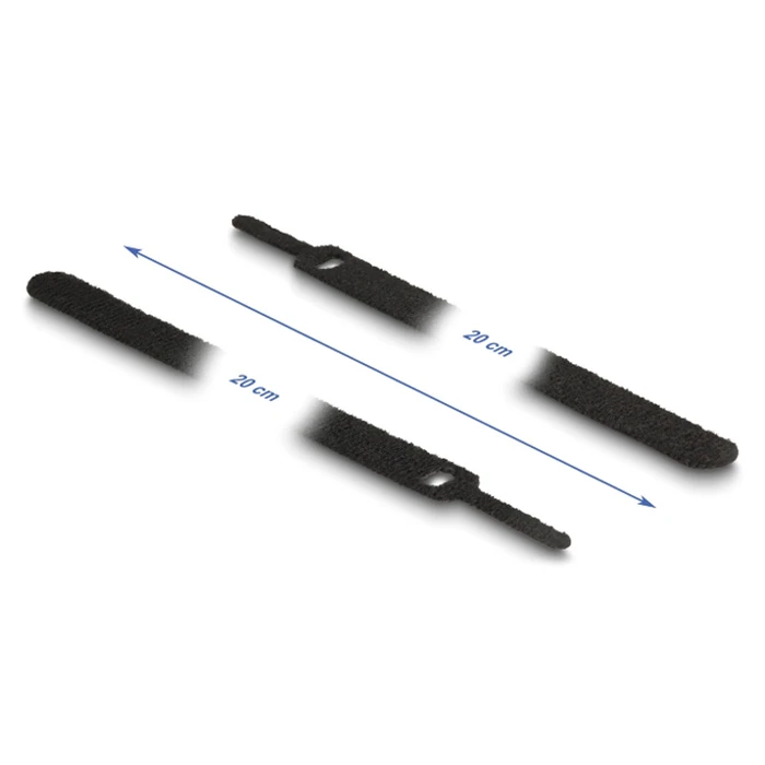 Δεματικά Καλωδίων Delock 19011, velcro, 12x200mm, μαύρα, 10τμχ