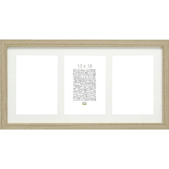 Deknudt S66KB3 Wooden 3-Photo Wall Frame, Brown, for 13x18 cm Photos
