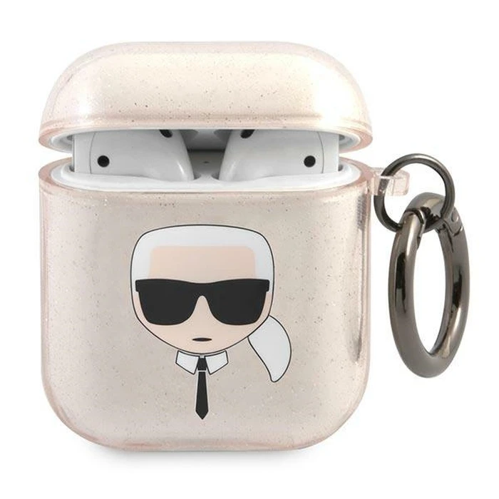 Karl Lagerfeld KLA2UKHGD Apple AirPods cover gold Glitter Karl`s Head