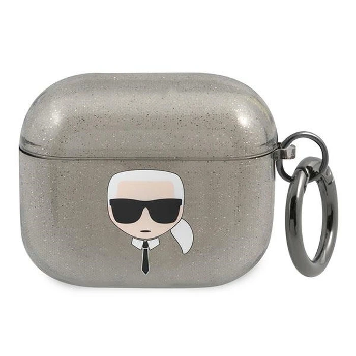 Karl Lagerfeld KLA3UKHGK Apple AirPods 3 cover black Glitter Karl`s Head