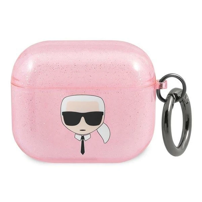 Karl Lagerfeld KLA3UKHGP Apple AirPods 3 cover pink Glitter Karl`s Head