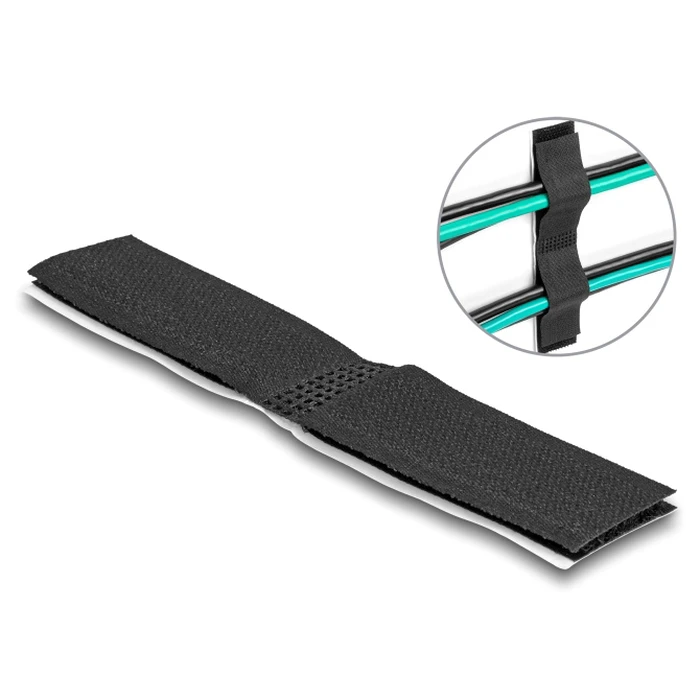 Δεματικά Καλωδίων Delock Αυτοκόλλητα 19098, Τύπου Velcro, Μαύρο, 10τμχ