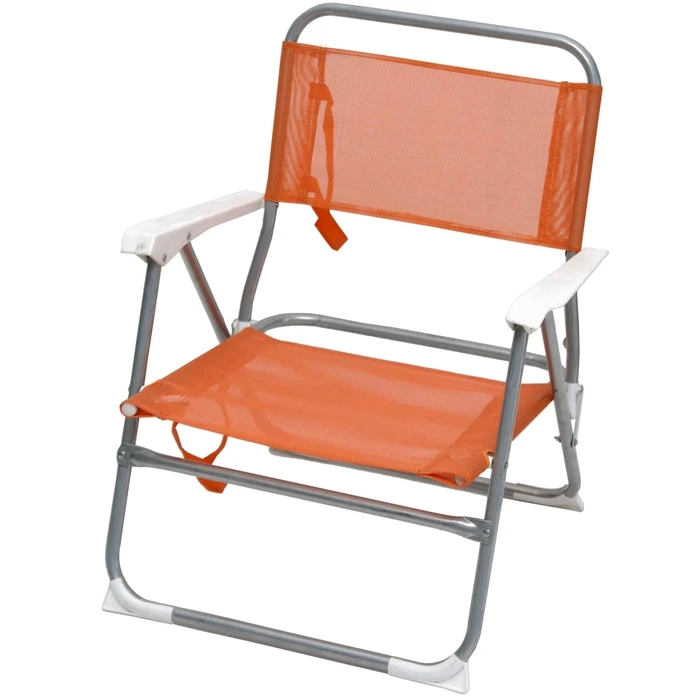 Metal Beach Chair Orange with Arms (Textilene)
