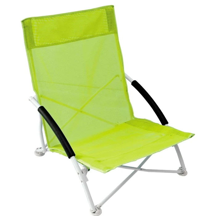 Metal Folding Beach Chair Green (Lachani) with Armrests, Textilene - Velco