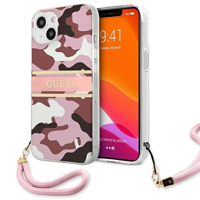 Guess GUHCP13MKCABPI Apple iPhone 13 pink hardcase Camo Strap Collection