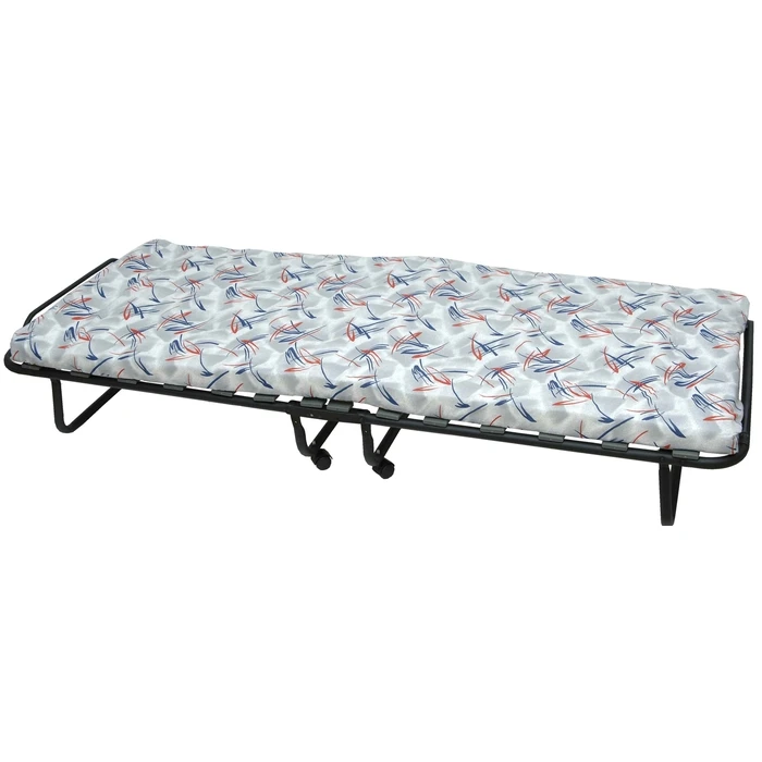 Velco Reinforced Metal Foldable Bed (Italy) with Wheels & 7cm Mattress
