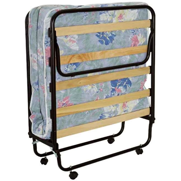 Velco Reinforced Metal Foldable Bed (Italy) with Wheels & 7cm Mattress