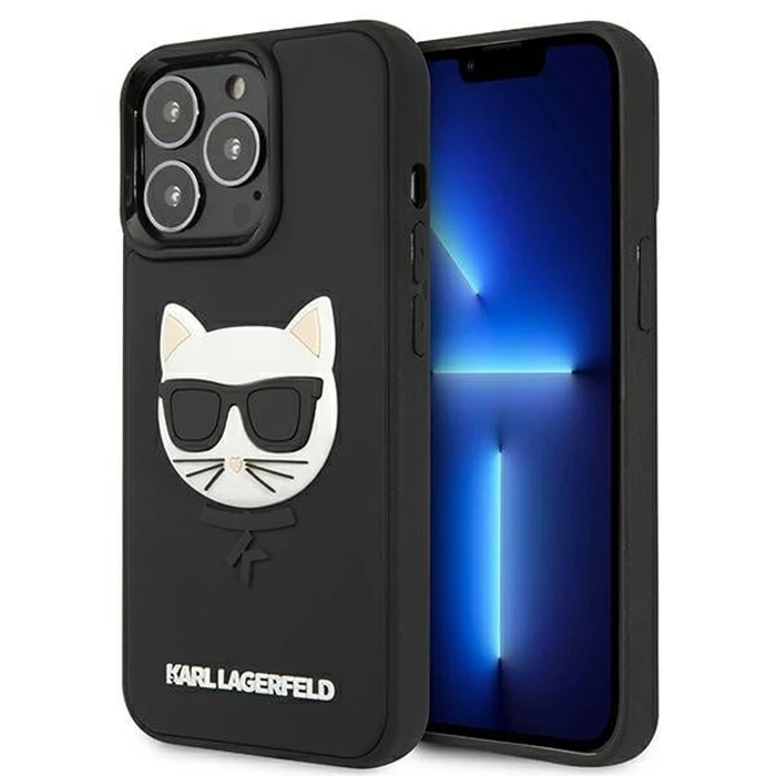 Karl Lagerfeld KLHCP13LCH3DBK Apple iPhone 13 Pro black hardcase 3D Rubber Choupette