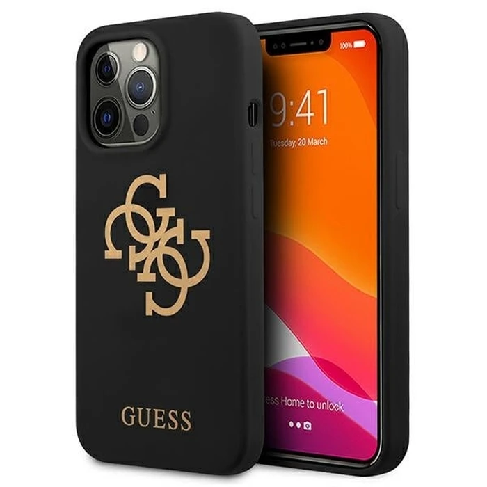 Guess GUHCP13XLS4GGBK Apple iPhone 13 Pro Max black hard case Silicone 4G Logo