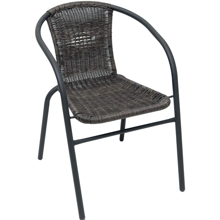 Velco Metal Chair Anthracite with Grey 2-Tone Wicker with Armrests - Dimensions W53xD60xH42/72cm