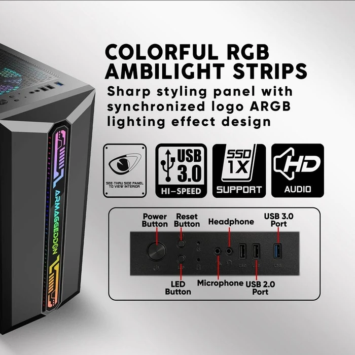 Κουτί Η/Υ Armaggeddon With 3 Argb Fans Tritron Pro 300 White