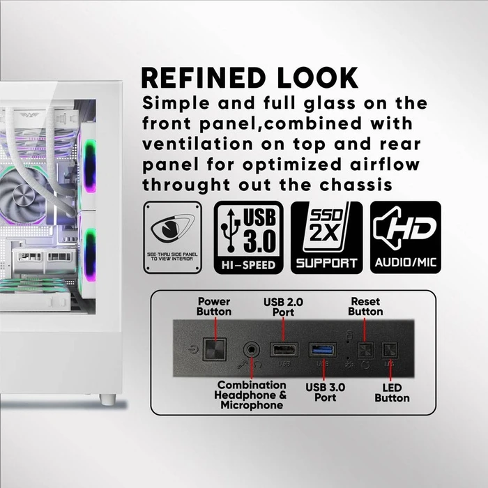 Κουτί Η/Υ Armaggeddon Rgb M-Atx Dual Chamber Gaming Aquaron Duplex Pro White