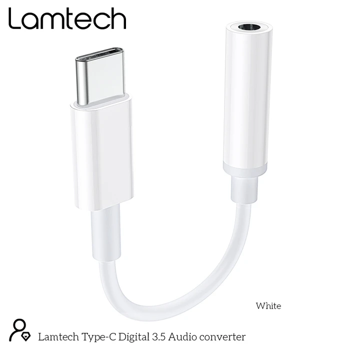 Αντάπτορας USB Lamtech Type-C Audio JACK 3,5mm WHITE