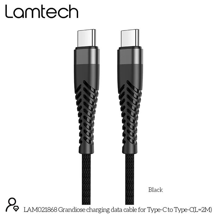 Καλώδιo USB Lamtech HQ UNBREAKABLE Type-C to Type-C 2M