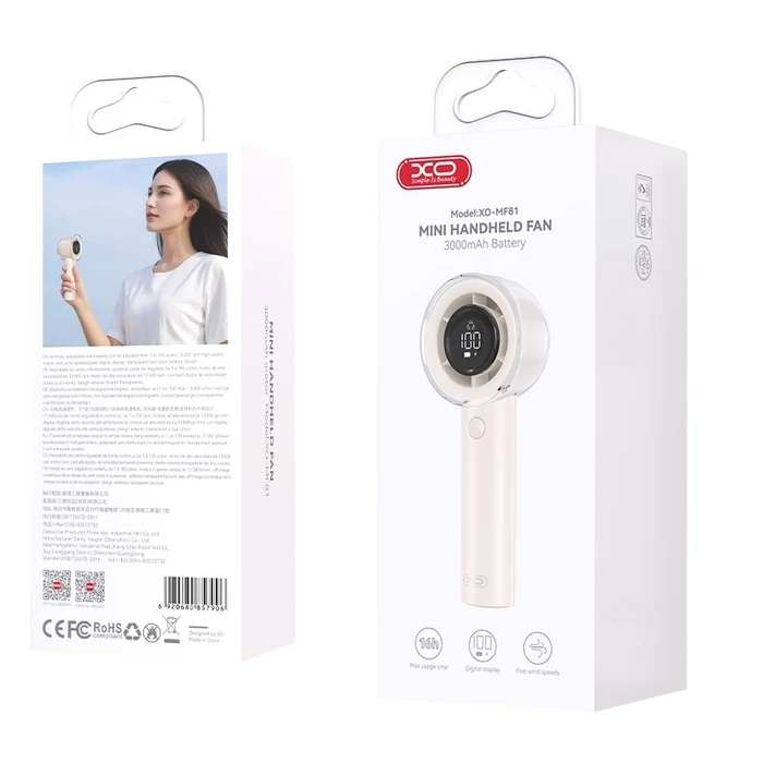 XO Adjustable Handheld Fan MF81 13000 RPM 3000 mAh