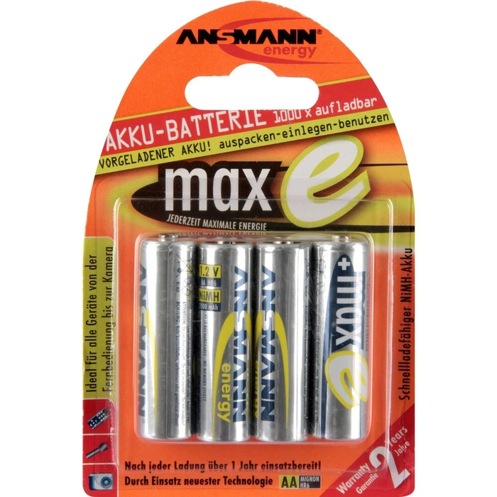 Μπαταρία Επαναφορτιζόμενη Ansmann maxE 4xAA NM 1.2V/ 2100mAh