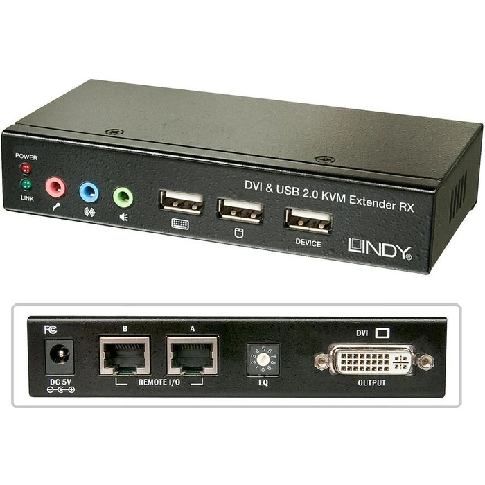 KVM Switch Lindy 39377 Ca6 KVM Extend DVI USB Audio 50m Extend DVI USB 2 50m Cat6