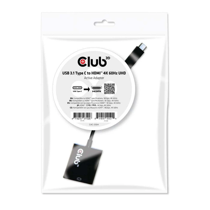 Αντάπτορας Club3D USB 3.1 Type C to HDMI 2.0 UHD