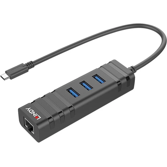 USB Hub Lindy USB 3.1 Hub & Gigabit Ethernet Adapter USB Type C