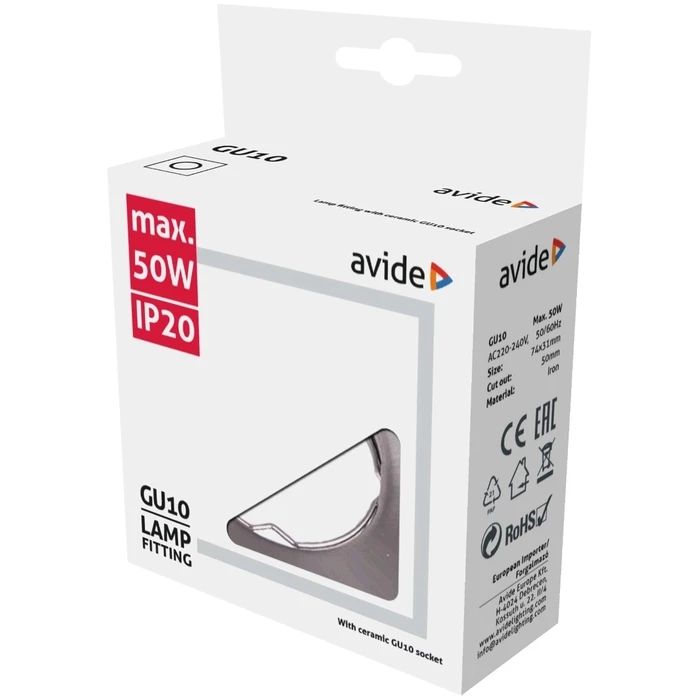 Χωνευτό Σποτ Avide GU10 Πλαίσιο Τετράγωνο Χρώμιο