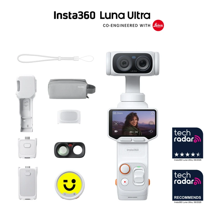 Insta360 Luna Ultra Creator Bundle White - 1-Inch Leica Summicron 8K, Dual Lens, Triple AI Chip, OLED