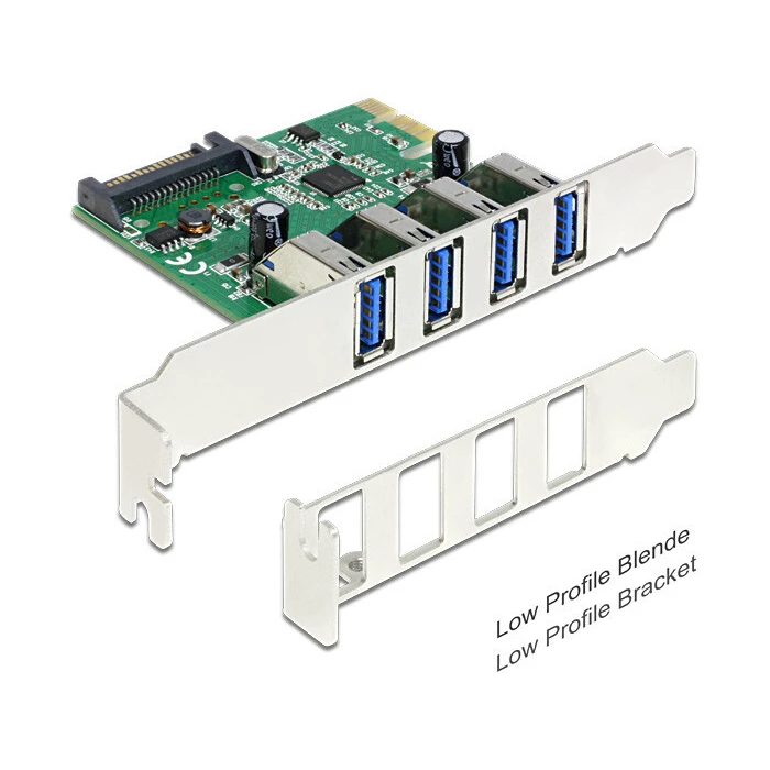 Κάρτα PCIe Delock 4x USB3.0 ext +LowProfile