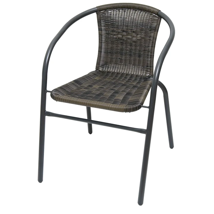 Velco Metal Chair Anthracite with Grey 2-Tone Wicker with Armrests - Dimensions W53xD60xH42/72cm