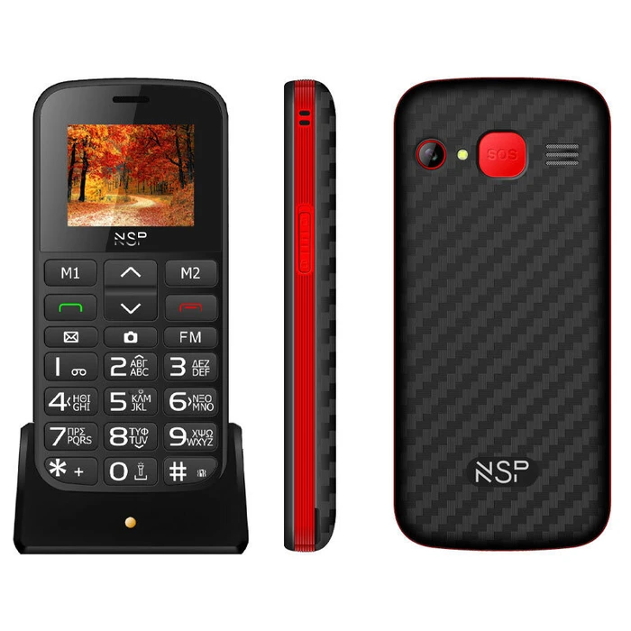 Κινητό Τηλέφωνο NSP 2000DS RED (Ελληνικό Μενού) Dual SIM με Bluetooth, οθόνη 1.8 , κουμπί SOS και ΔΩΡΟ hands-free