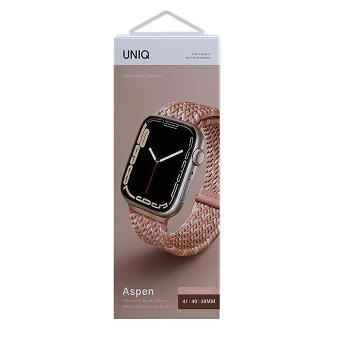 UNIQ Aspen strap Apple Watch 4/5/6/7/SE/8/9/10 40/41/42mm Braided DE pink/citrus pink