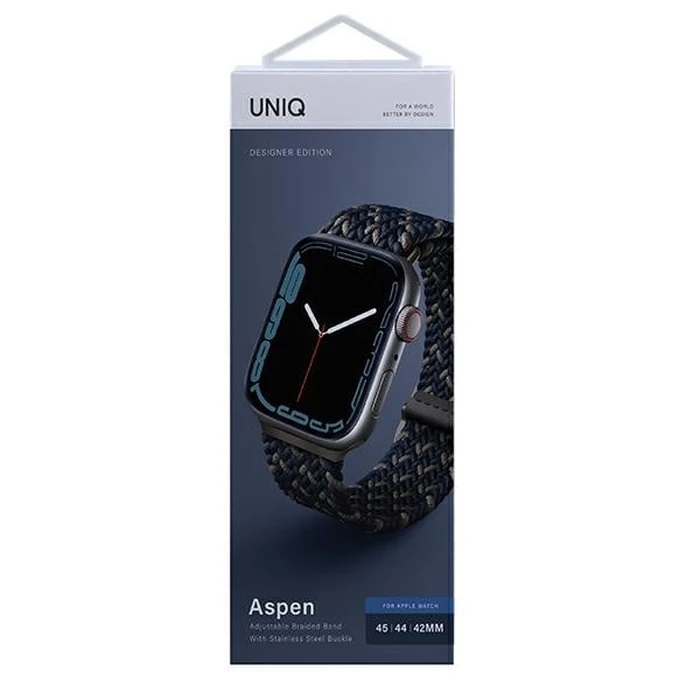 UNIQ Aspen Strap Apple Watch 4/5/6/7/SE/8/9/Ultra 44/45/49mm Braided DE blue/obsidian blue